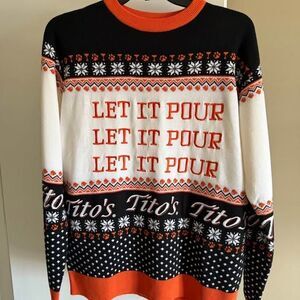 Tito’s Handmade Vodka Ugly Christmas Sweater Holiday Party Let it Pour Large